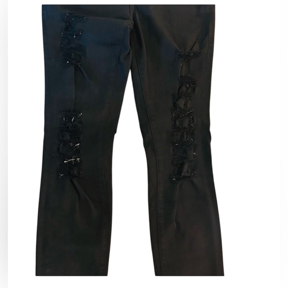 FRAME Denim black skinny jeans Jeanne distressed NWOT, size 26 - Picture 2 of 4